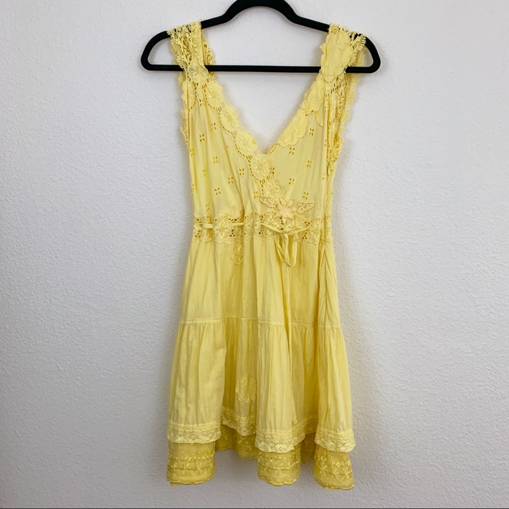 Free People Yellow Lace Dress Size 4